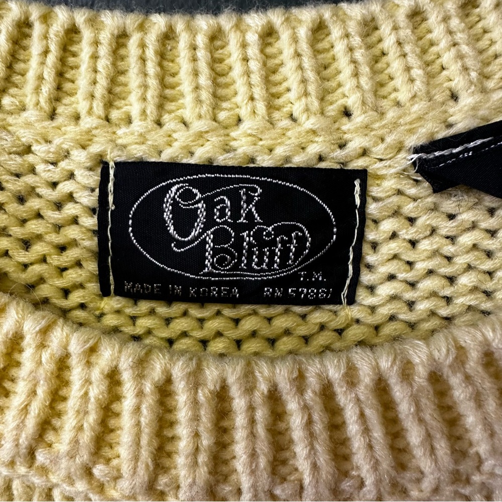 Vintage Oak Bluff Farm Animal Farmer Knit Sleeveless Sweater Vest Butter Yellow - Picture 5 of 7